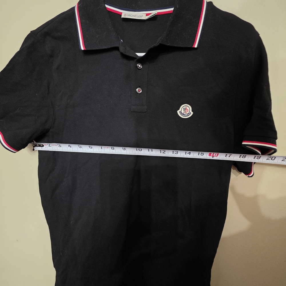 Moncler Black Polo with Red Accents